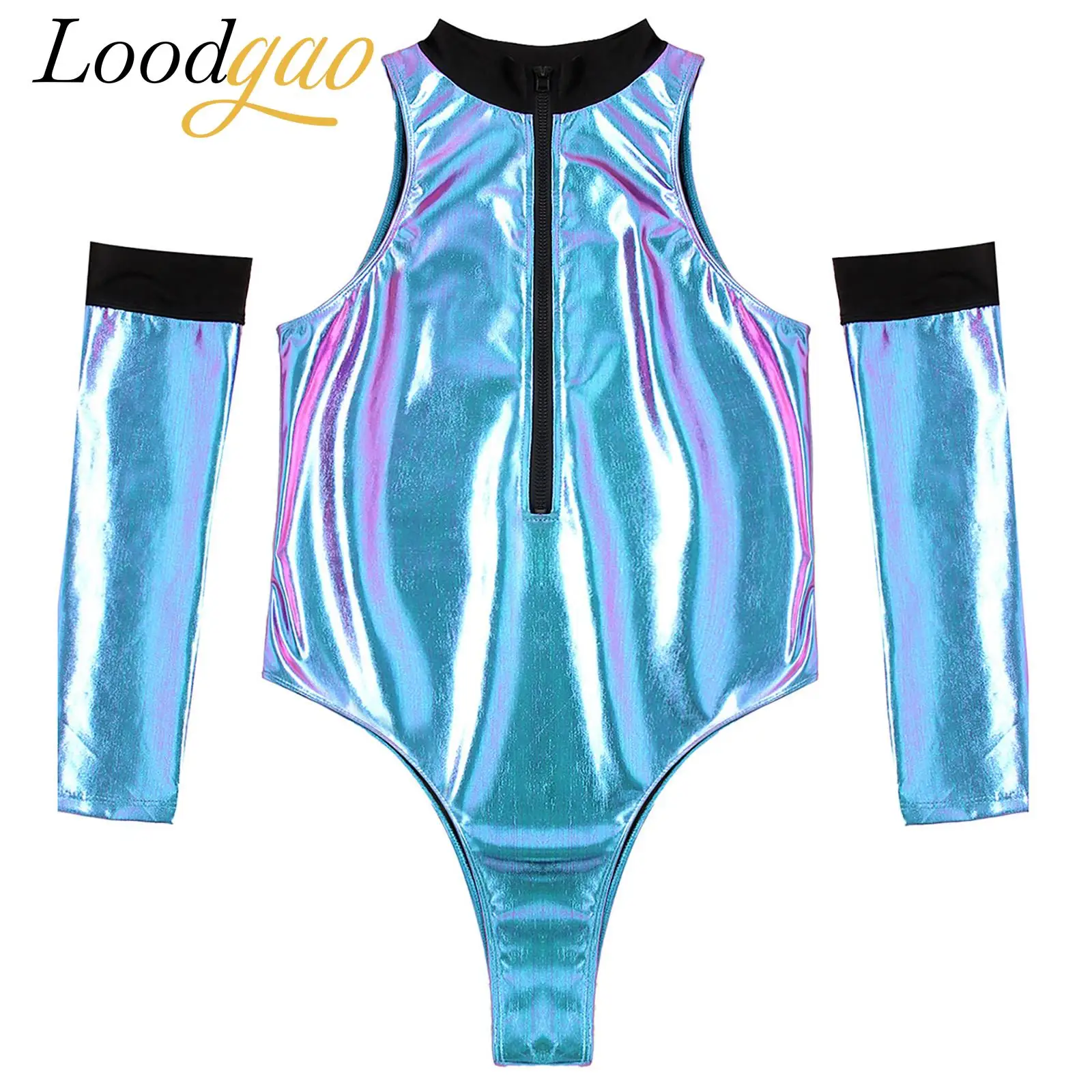 Men Patent Leather Alien Costume Galaxy Outerspace Role Play Costume Outfits Sleeveless Bodysuit with Gloves Robot Fancy Dress
Men Patent Leather Alien Costume Galaxy Outerspace Role Play Costume Outfits Sleeveless Bodysuit with Gloves Robot Fancy Dress