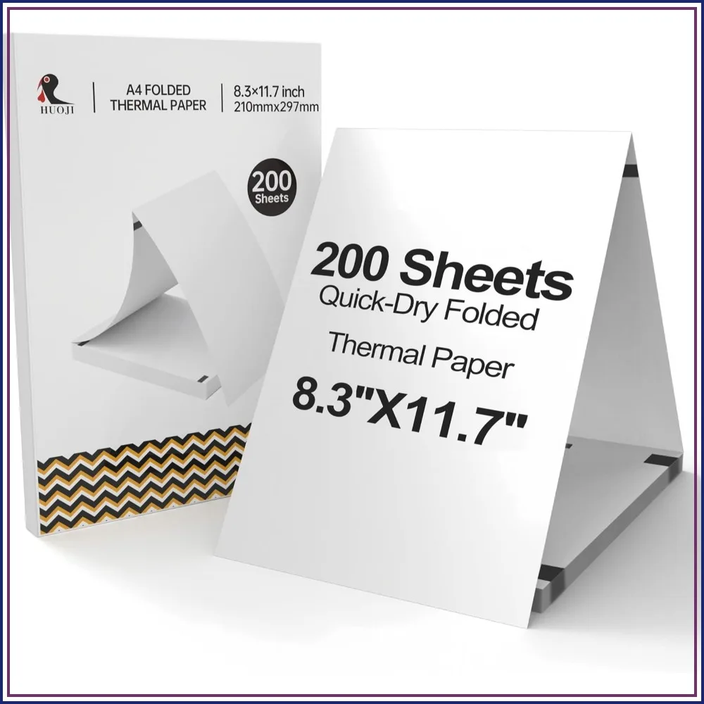 200 Sheets A4 Thermal Paper 8.3x11.7, BPA-Free, Fade-Resistant, for Portable Thermal Printers
200 Sheets A4 Thermal Paper 8.3x11.7, BPA-Free, Fade-Resistant, for Portable Thermal Printers