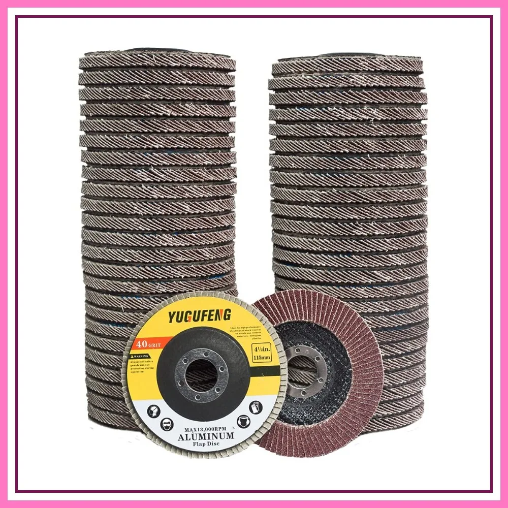 50-Pack 4.5" 40 Grit Flap Discs, Aluminum Oxide Type 27 Grinding Wheels for Metal/Wood, Angle Grinder Sanding Discs
50-Pack 4.5" 40 Grit Flap Discs, Aluminum Oxide Type 27 Grinding Wheels for Metal/Wood, Angle Grinder Sanding Discs