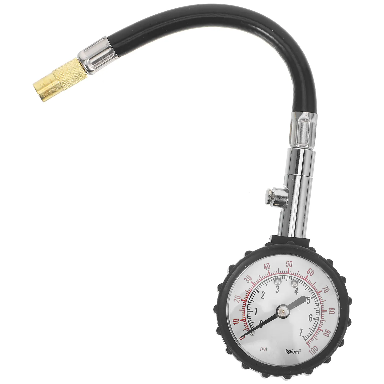 Black Car Tire Gauge with 7Cm Protective Rubber Guard Dial 25Cm Scratch-Resistant Braided Hose 0-100 Psi Tyre Pressure Meter
Black Car Tire Gauge with 7Cm Protective Rubber Guard Dial 25Cm Scratch-Resistant Braided Hose 0-100 Psi Tyre Pressure Meter