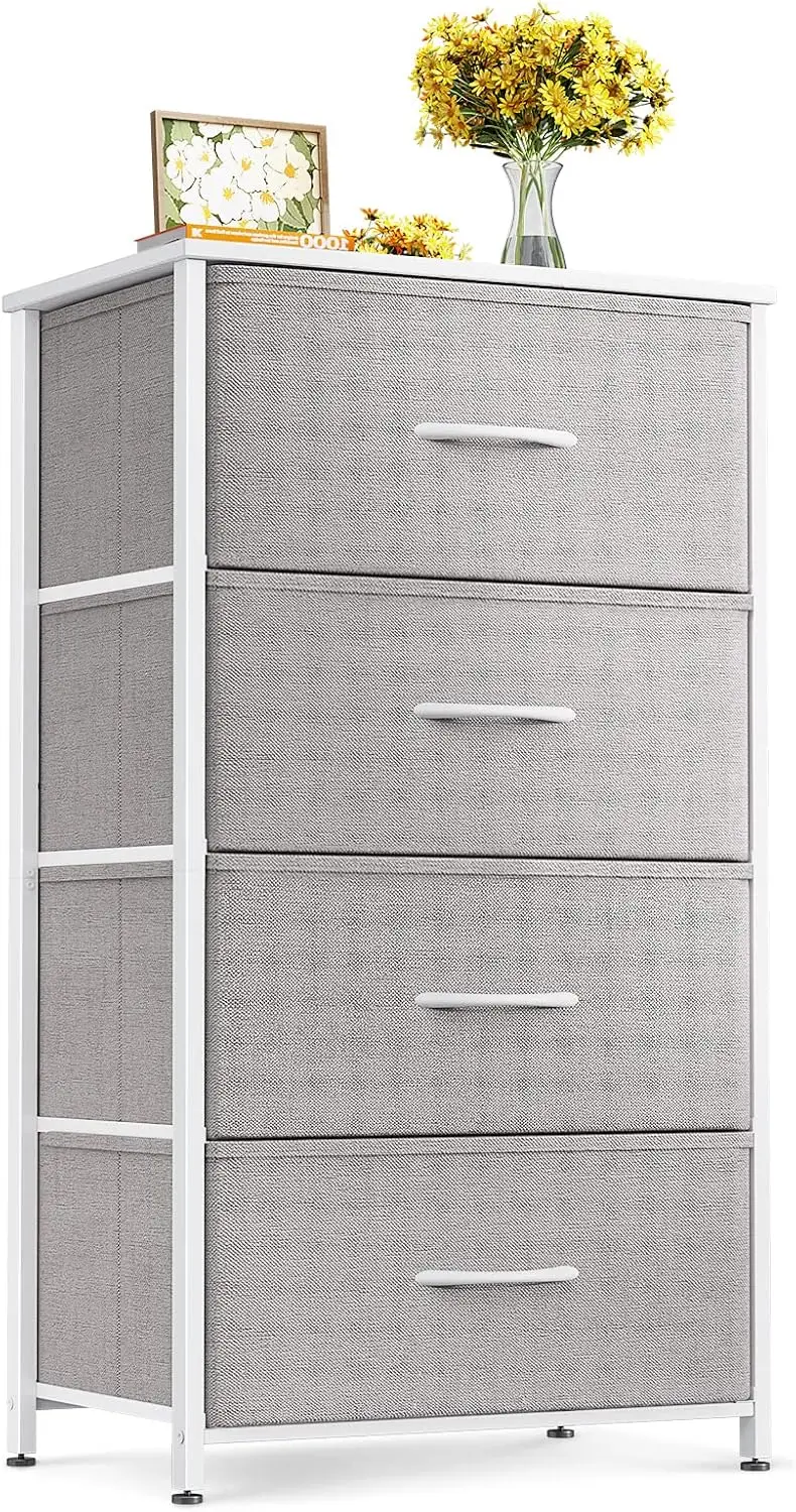 Dresser for Bedroom with 4 Storage Drawers, Small Dresser Chest of Fabric Drawers with Sturdy Steel Frame, Wood Top, Light Gr
Dresser for Bedroom with 4 Storage Drawers, Small Dresser Chest of Fabric Drawers with Sturdy Steel Frame, Wood Top, Light Gr