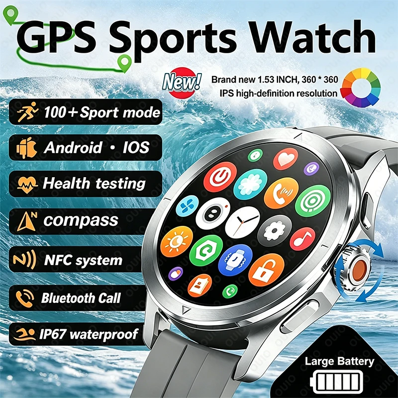 026 NFC outdoor sports smart Watch compass GPS altimeter heart rate health monitoring Bluetooth call waterproof Men smart Watch
026 NFC outdoor sports smart Watch compass GPS altimeter heart rate health monitoring Bluetooth call waterproof Men smart Watch