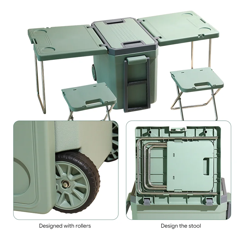 Outdoor Multi Function Rolling Cooler Picnic Camping Outdoor with Table & 2 Chairs Green Suitable for Picnic Camping
Outdoor Multi Function Rolling Cooler Picnic Camping Outdoor with Table & 2 Chairs Green Suitable for Picnic Camping
