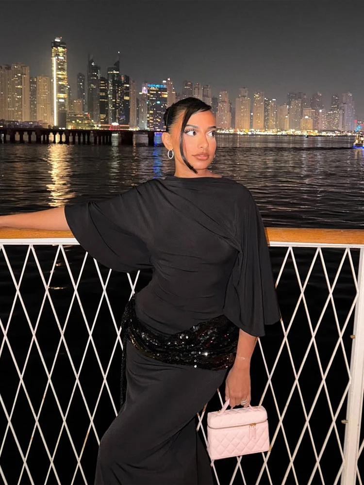 Black Backless Long Dress Women's Elegant Half Sleeve O-neck Sequin Lace Up Split Dresses 2026 Lady Formal Event Vestidos
Black Backless Long Dress Women's Elegant Half Sleeve O-neck Sequin Lace Up Split Dresses 2026 Lady Formal Event Vestidos
