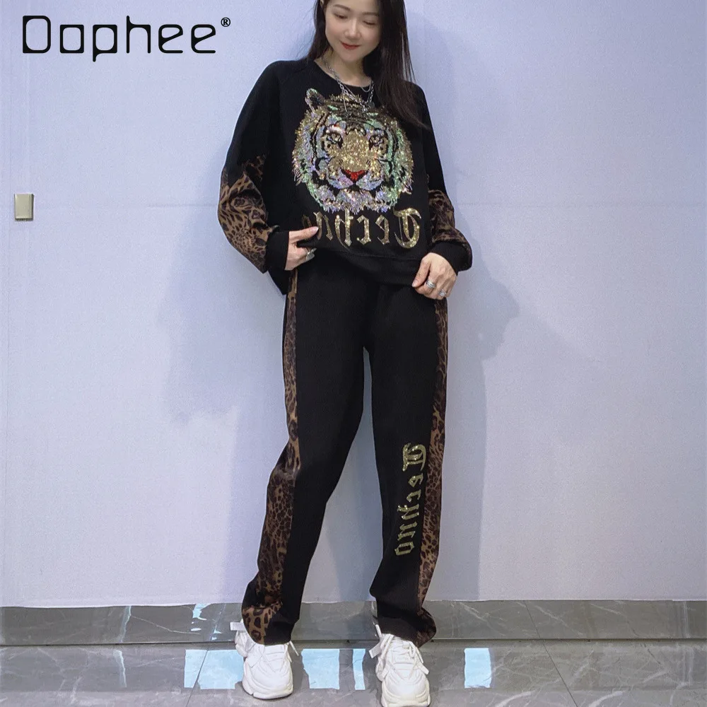 Women's Clothing Loose Outdoor Leisure Sports Suit Autumn Leopard Print Long-sleeved Sweatshirts and Trousers Two-piece Sets
Women's Clothing Loose Outdoor Leisure Sports Suit Autumn Leopard Print Long-sleeved Sweatshirts and Trousers Two-piece Sets