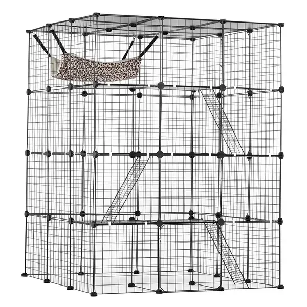 Large 4-tier Cat Cage, 41 x 41 x 55', Detachable Metal Wire Cat Enclosure, with 4 Front DoHammock
Large 4-tier Cat Cage, 41 x 41 x 55', Detachable Metal Wire Cat Enclosure, with 4 Front DoHammock