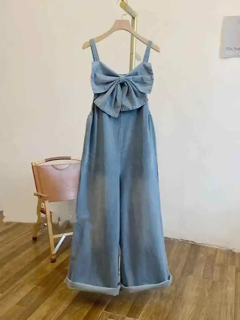 Summer Casual Women's Halter Overalls Bow Design All Match High Quality Jeans Loose Soild Color High Waisted Trousers
Summer Casual Women's Halter Overalls Bow Design All Match High Quality Jeans Loose Soild Color High Waisted Trousers