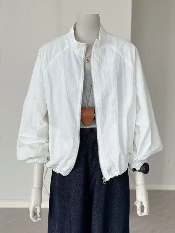Casual Style Women's Summer Thin Loose Breathable Zipper Long Sleeve Stand Collar Sun Protection Outerwear Fashionable Outerwear
Casual Style Women's Summer Thin Loose Breathable Zipper Long Sleeve Stand Collar Sun Protection Outerwear Fashionable Outerwear