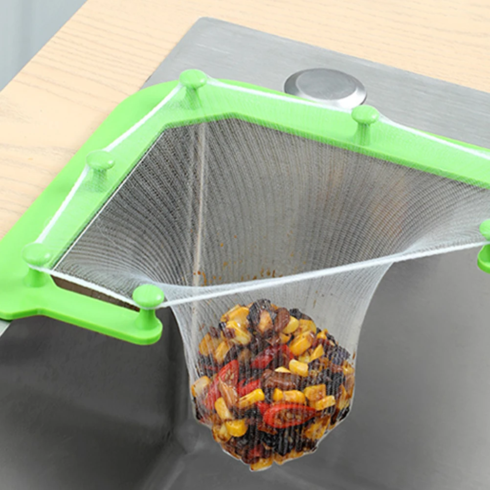 5 s Kitchen Sink Drain Filter Mesh Strainer Triangular Holder Net Bag Durable Slots Design Capture Food Particles
5 s Kitchen Sink Drain Filter Mesh Strainer Triangular Holder Net Bag Durable Slots Design Capture Food Particles
