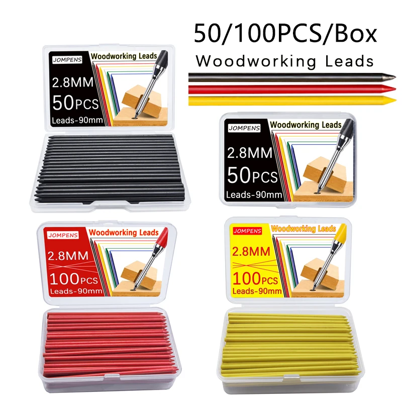 50/100Pcs/Box 2.8mm Large Capacity Black Red Yellow Automatic Pencil Lead Deep Hole Marked Lead Core Woodworking Lead Core
50/100Pcs/Box 2.8mm Large Capacity Black Red Yellow Automatic Pencil Lead Deep Hole Marked Lead Core Woodworking Lead Core 