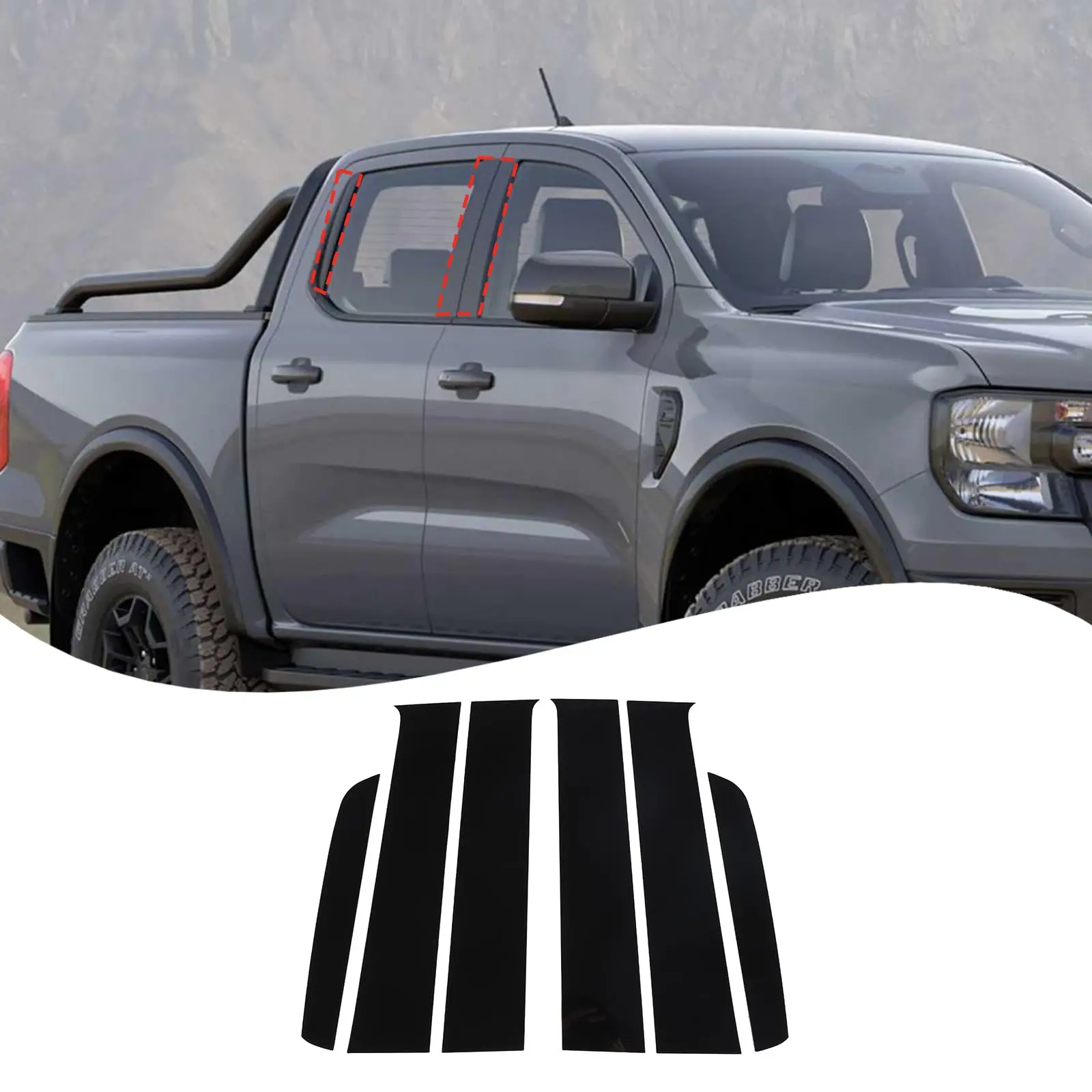 Black B-Pillar Window Trim Cover For Ford Ranger 2023 2024 – Scratch Resistant Decorative Molding Strip Set
Black B-Pillar Window Trim Cover For Ford Ranger 2023 2024 – Scratch Resistant Decorative Molding Strip Set