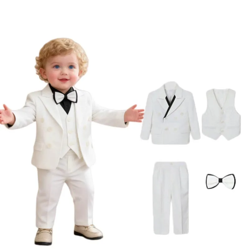 Russia Boys White Jacket Vest Pants Bowtie Photography Suit Kids Birthday Wedding Dress Children Piano Host Performance Costume
Russia Boys White Jacket Vest Pants Bowtie Photography Suit Kids Birthday Wedding Dress Children Piano Host Performance Costume