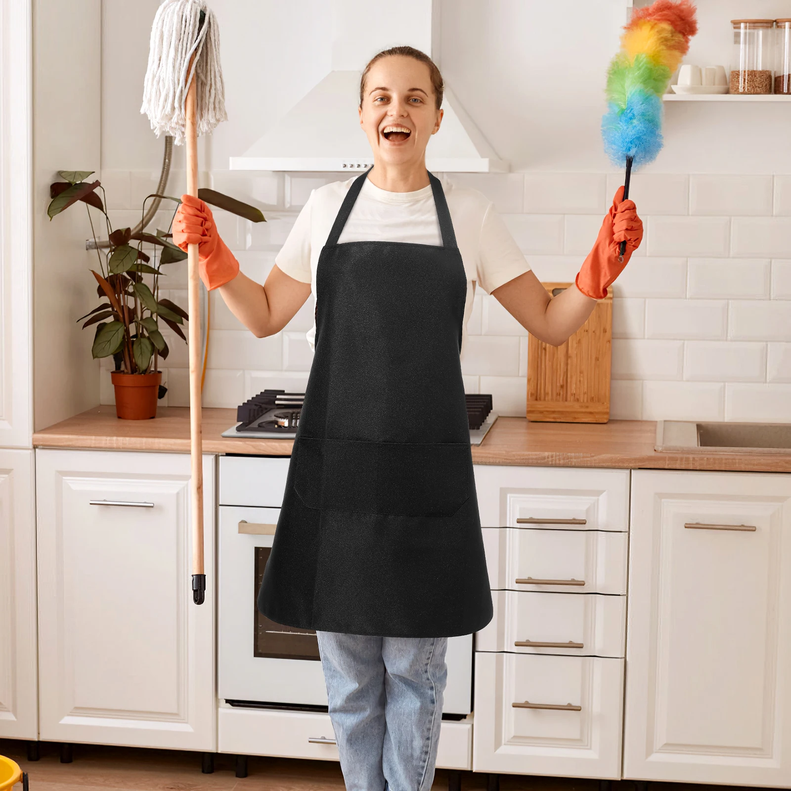 10pcs Kitchen Apron 62x72cm Black Polyester Plain Unisex Adjustable Bib Dual Pockets for Chef Waiter Restaurant Cooking Wear
10pcs Kitchen Apron 62x72cm Black Polyester Plain Unisex Adjustable Bib Dual Pockets for Chef Waiter Restaurant Cooking Wear
