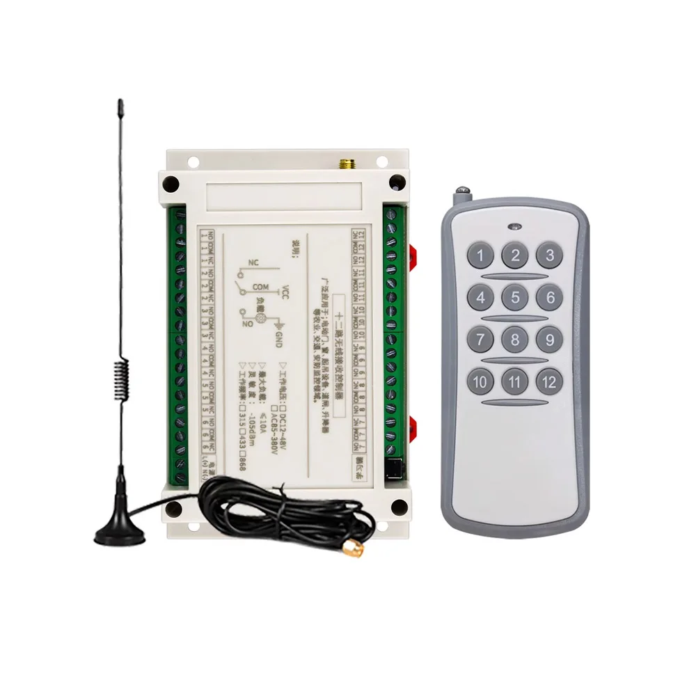 Universal DC 12V 24V 48V 10A 12CH relay Remote Control Switches Receiver Transmitters 315mhz/433mhz power on and off
Universal DC 12V 24V 48V 10A 12CH relay Remote Control Switches Receiver Transmitters 315mhz/433mhz power on and off