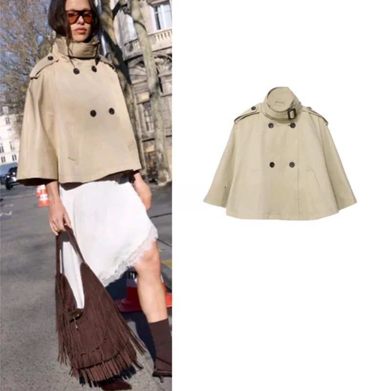 Spring Summer New Women's Simple Stand Collar Long Sleeve Double Button Short Style Wrap Coat Windbreaker Outerwear 1791516
Spring Summer New Women's Simple Stand Collar Long Sleeve Double Button Short Style Wrap Coat Windbreaker Outerwear 1791516
