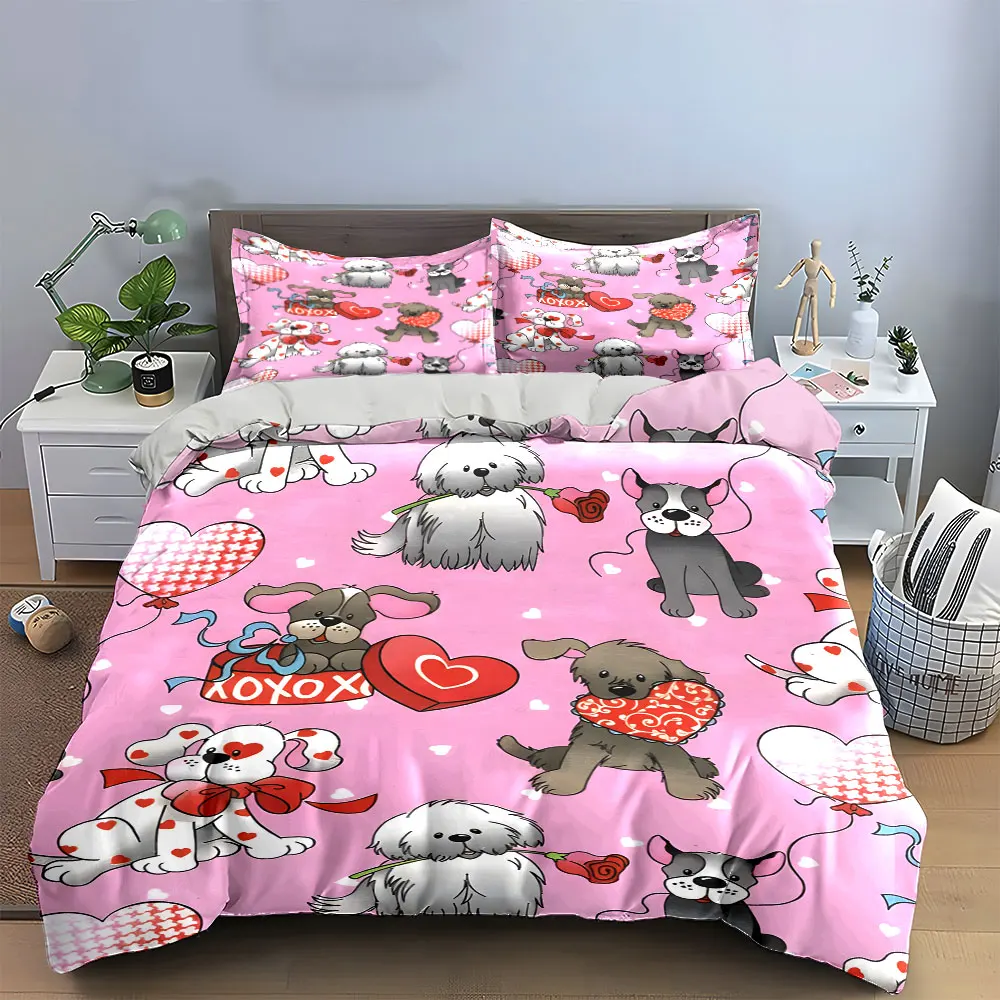 Cute Dog Valentine Gift Set Bedding Set with 1 Duvet Cover 2 Pillowcases Single Double King Queen, Gift
Cute Dog Valentine Gift Set Bedding Set with 1 Duvet Cover 2 Pillowcases Single Double King Queen, Gift