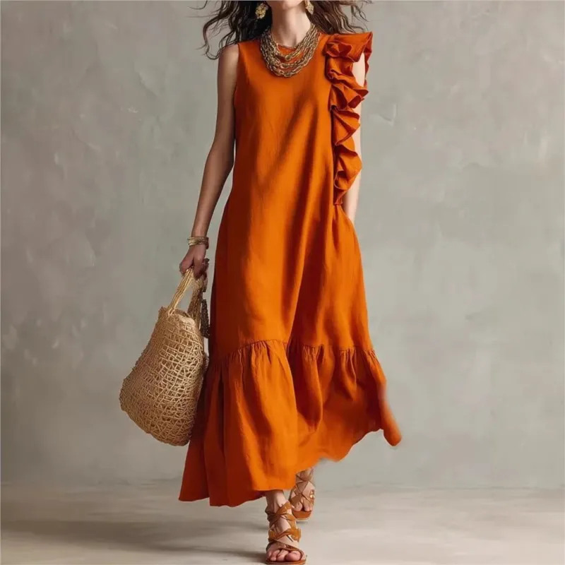 Summer Patchwork Dress Irregular Ruffled Patchwork Women's Long Dress Elegant Solid color Splicing Loose Vacation Dresses 2026
Summer Patchwork Dress Irregular Ruffled Patchwork Women's Long Dress Elegant Solid color Splicing Loose Vacation Dresses 2026