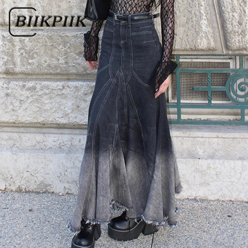 BIIKPIIK Casual Gradient Black Mermaid Denim Skirt Gothic Hip Wrap Long Skirts For Women Autumn Unique Bottom Hot Clothing Sexy
BIIKPIIK Casual Gradient Black Mermaid Denim Skirt Gothic Hip Wrap Long Skirts For Women Autumn Unique Bottom Hot Clothing Sexy