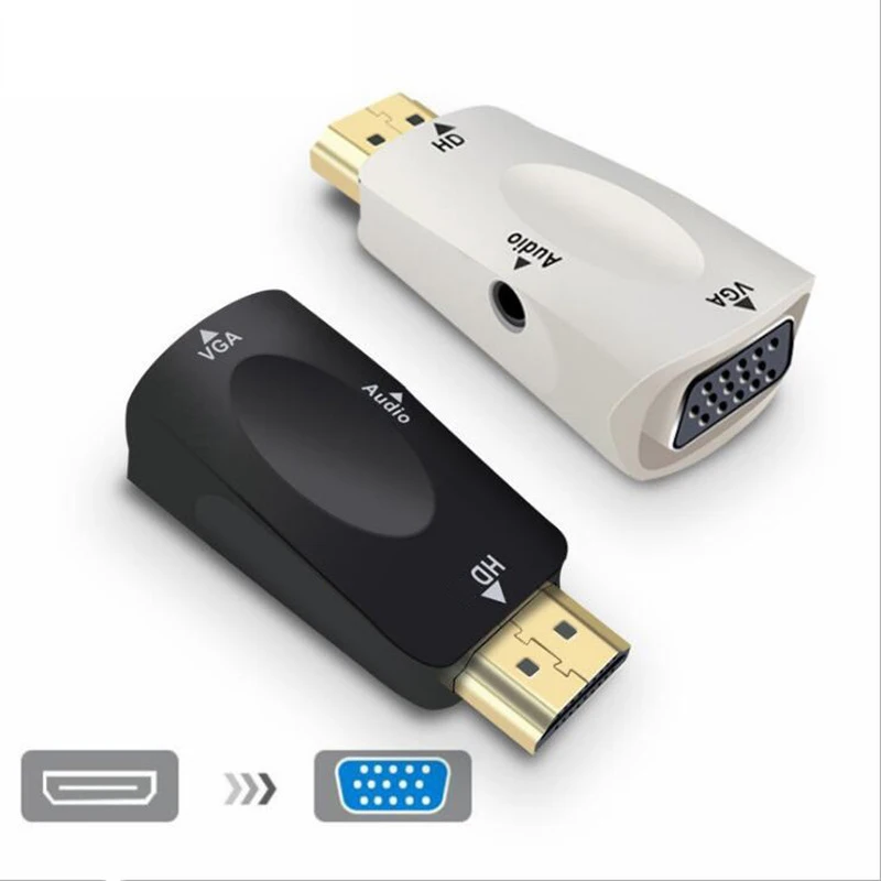 1080P HDMI-compatible Male to VGA Female Display Adapter with 3.5mm Audio Cord Only for Desktop Laptop PC Monitor HDTV Projector
1080P HDMI-compatible Male to VGA Female Display Adapter with 3.5mm Audio Cord Only for Desktop Laptop PC Monitor HDTV Projector