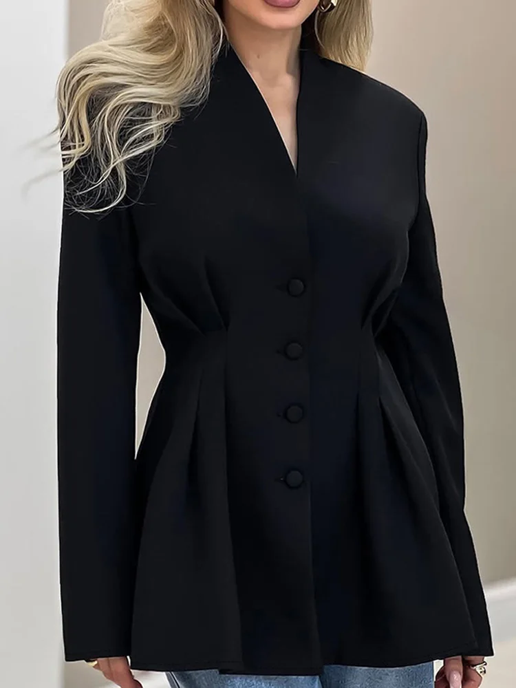 Elegant Cinched Waist Tailored Blazers for Women 2026 Spring Summer Fashion Slim V-Neck Long Sleeve Button Up Office Suit Jacket
Elegant Cinched Waist Tailored Blazers for Women 2026 Spring Summer Fashion Slim V-Neck Long Sleeve Button Up Office Suit Jacket