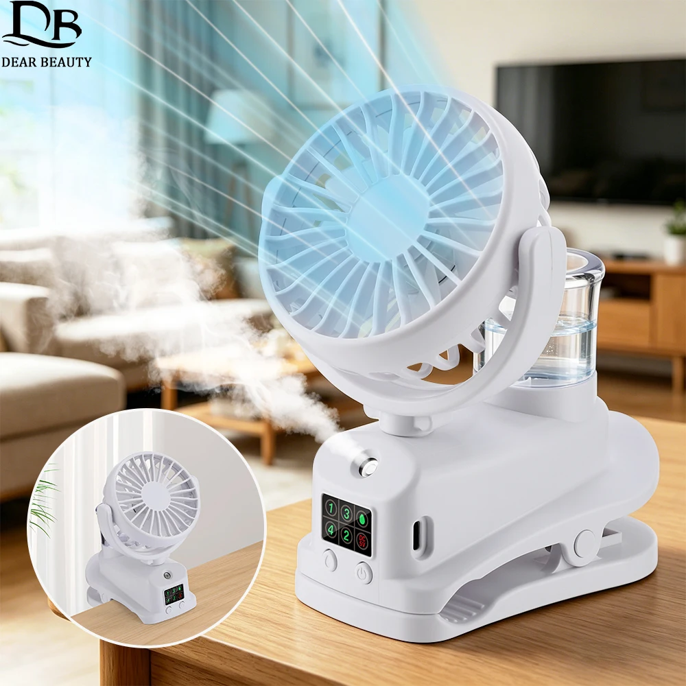 2026 Portable Clip On Fan 4 Speeds USB Mini Air Cooling Fan With Humidifier For Car Desk Camping 360°Rotatable Mist Spray Fan
2026 Portable Clip On Fan 4 Speeds USB Mini Air Cooling Fan With Humidifier For Car Desk Camping 360°Rotatable Mist Spray Fan