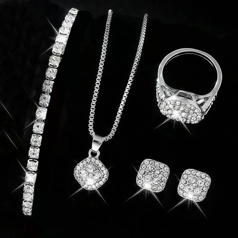 6Pcs/set Vintage Shiny Rhinestone Jewelry Set Luxury Simple Crystal Quartz Watch Exquisite Necklace Bracelet Earrings Set Women
6Pcs/set Vintage Shiny Rhinestone Jewelry Set Luxury Simple Crystal Quartz Watch Exquisite Necklace Bracelet Earrings Set Women