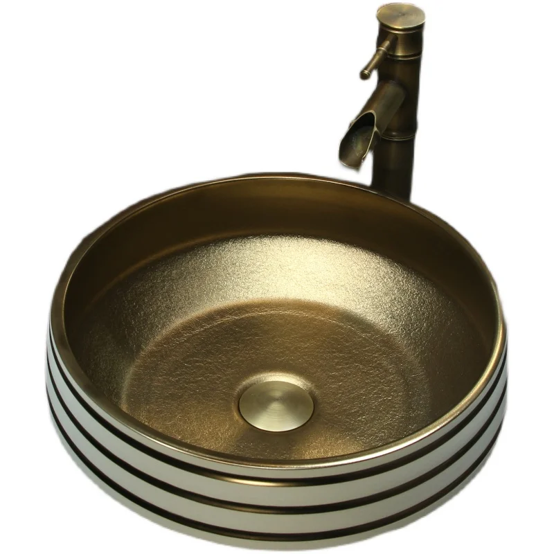 Golden column wash basin circular hotel counter basin household
Golden column wash basin circular hotel counter basin household