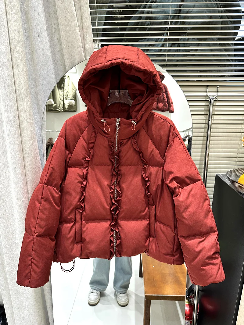 Cisas Red Hooded ort Puffer Jaet Women's Thiened Loose Design Bread Sle Outerwear Casual Sle Zipper Closure
Cisas Red Hooded ort Puffer Jaet Women's Thiened Loose Design Bread Sle Outerwear Casual Sle Zipper Closure