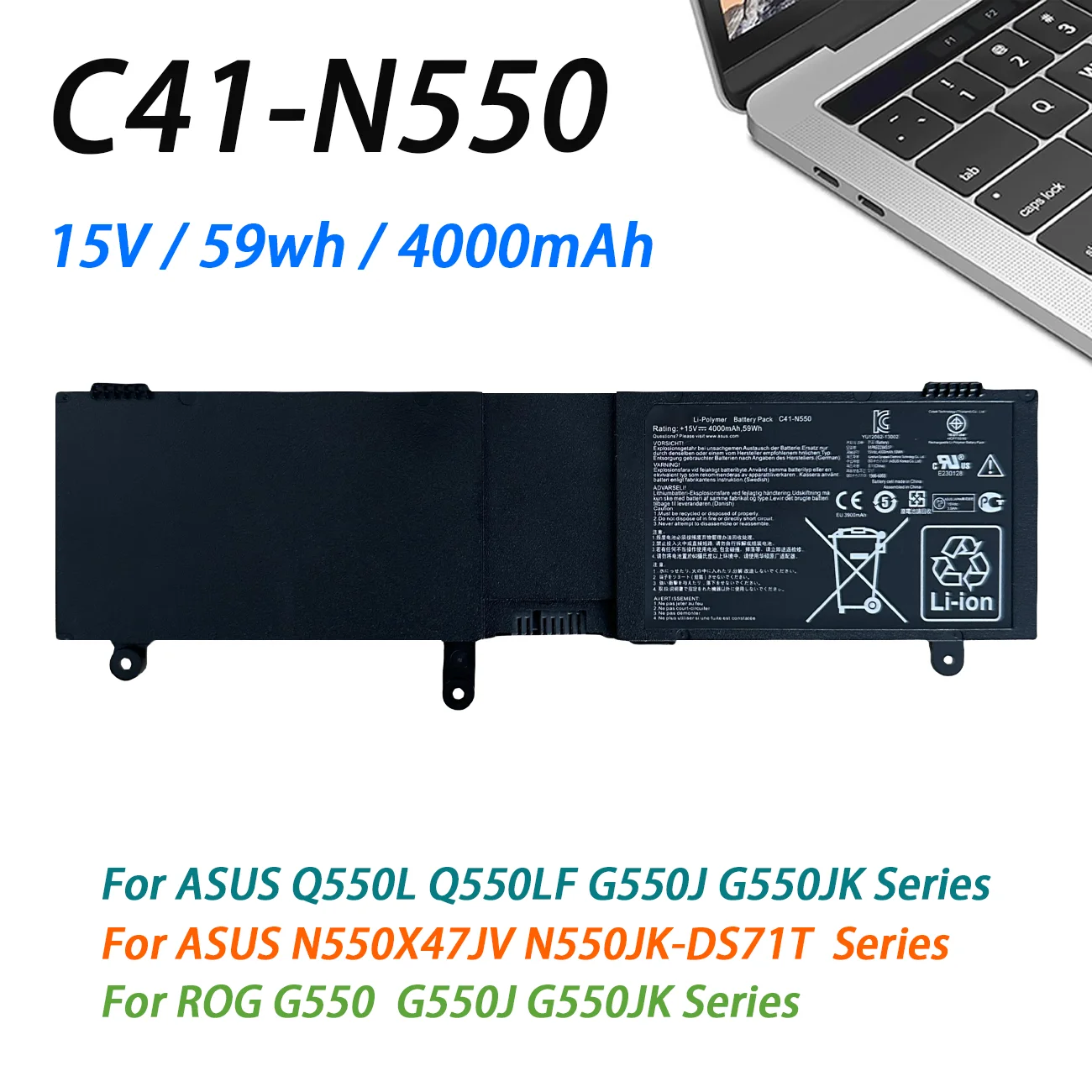 C41-N550 15 В 90 Втч аккумулятор для ноутбука ASUS N550 N550J N550JA N550JV N550JK Q550L Q550LF N550X47JV G550JK G550JK
C41-N550 15 В 90 Втч аккумулятор для ноутбука ASUS N550 N550J N550JA N550JV N550JK Q550L Q550LF N550X47JV G550JK G550JK