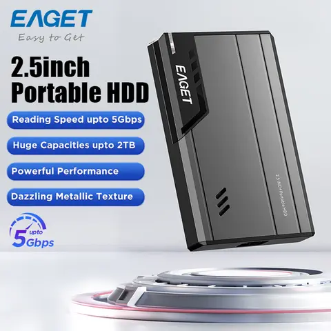 Eaget External Hard Drive 2.5 Portable Hard Drive HDD 250GB 320GB 500GB 1TB USB3.0 for Desktop PC Laptops Gaming Consoles TV PS5