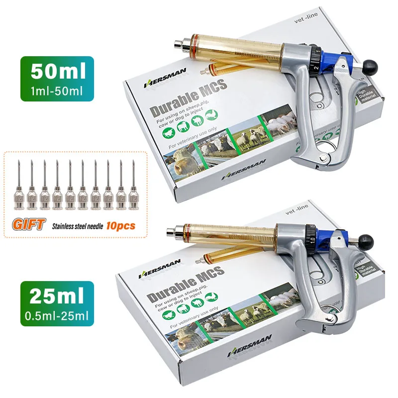 25ml/50ml Semi-Automatic Veterinary Continuous Syringe Animal Injection Adjustable Vaccine Syringe for Livestock Cattle Sheep
25ml/50ml Semi-Automatic Veterinary Continuous Syringe Animal Injection Adjustable Vaccine Syringe for Livestock Cattle Sheep