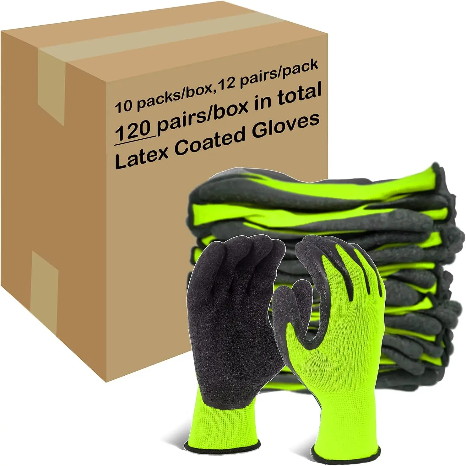 Crinkle Latex Rubber Safety Work Gloves for Men Women, Multi-Use Construction Gardening Assembly, Lime L-Size 120 Pairs
Crinkle Latex Rubber Safety Work Gloves for Men Women, Multi-Use Construction Gardening Assembly, Lime L-Size 120 Pairs