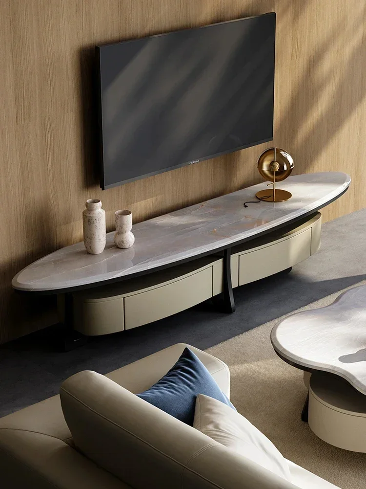 Светлый роскошный шкаф для телевизора из натурального мрамора 
Светлый роскошный шкаф для телевизора из натурального мрамора