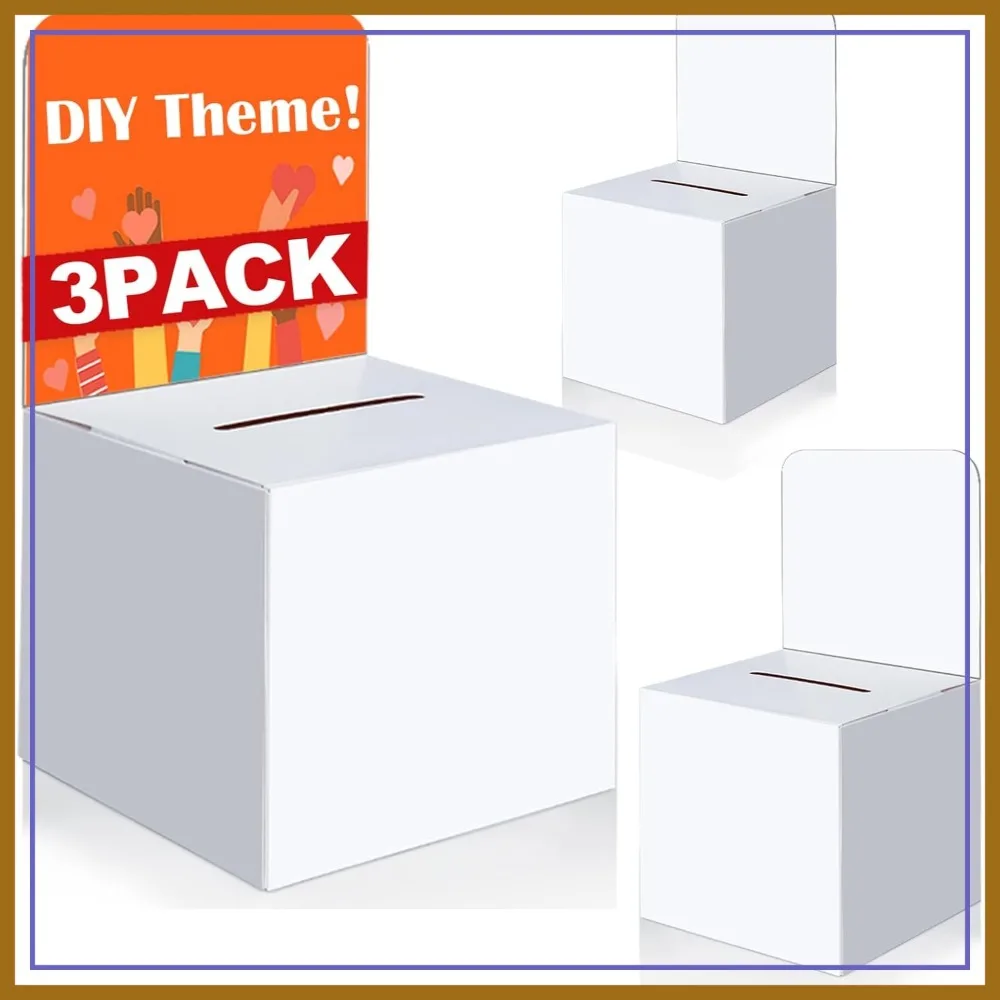 3 Pcs Raffle Boxes with Slot, Cardboard Ballot Boxes and Removable Header for Collecting Business Card Voting Contest (White)
3 Pcs Raffle Boxes with Slot, Cardboard Ballot Boxes and Removable Header for Collecting Business Card Voting Contest (White)