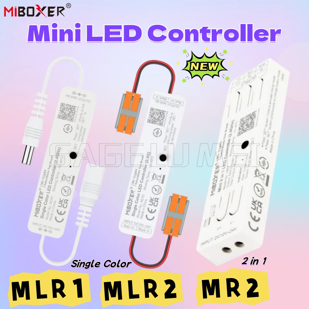 New 2.4GHz Wireless Remote Mini LED Dimmer MiBoxer MLR1/2 Mini 2in1 LED Controller MR2 Output Max 6A For DC12-24V 6A LED Strips
New 2.4GHz Wireless Remote Mini LED Dimmer MiBoxer MLR1/2 Mini 2in1 LED Controller MR2 Output Max 6A For DC12-24V 6A LED Strips