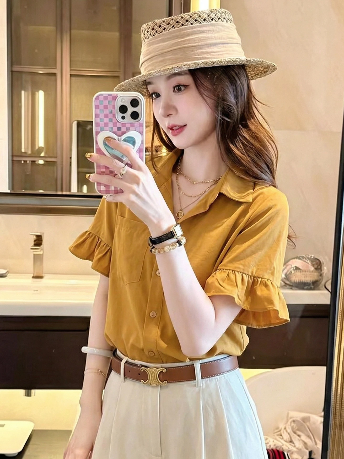 Elegant Lace Trim Short Sleeve Shirt Comfortable Flip Collar Versatile Summer 2026 Style Casual Chic Women's Fashion Top
Elegant Lace Trim Short Sleeve Shirt Comfortable Flip Collar Versatile Summer 2026 Style Casual Chic Women's Fashion Top