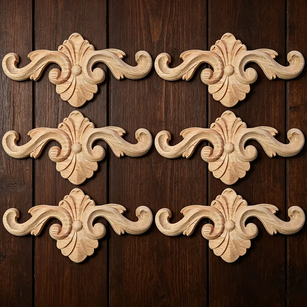 6PCS 12CM Carving Natural Wood Appliques for Furniture Cabinet Unpainted Wooden Mouldings Decal Vintage Decoration Accessories
6PCS 12CM Carving Natural Wood Appliques for Furniture Cabinet Unpainted Wooden Mouldings Decal Vintage Decoration Accessories