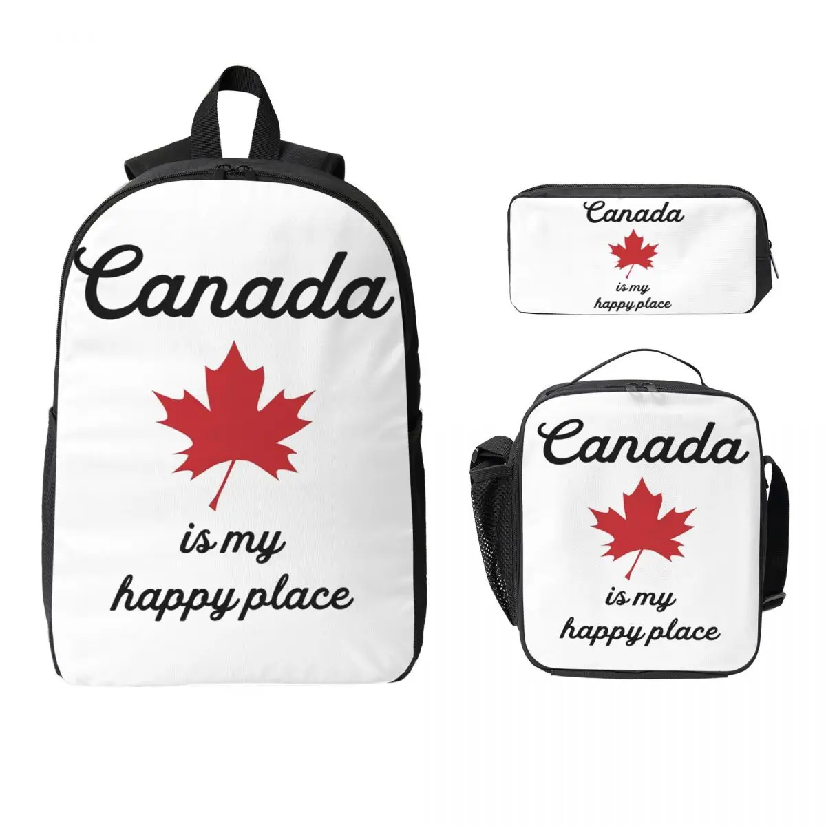 Maple Leaf Canada Canadian Is My Happy Place Backpack BookBag School Bag Shoulder Bags 3ps Insulated Lunch Bag Pencil Case
Maple Leaf Canada Canadian Is My Happy Place Backpack BookBag School Bag Shoulder Bags 3ps Insulated Lunch Bag Pencil Case