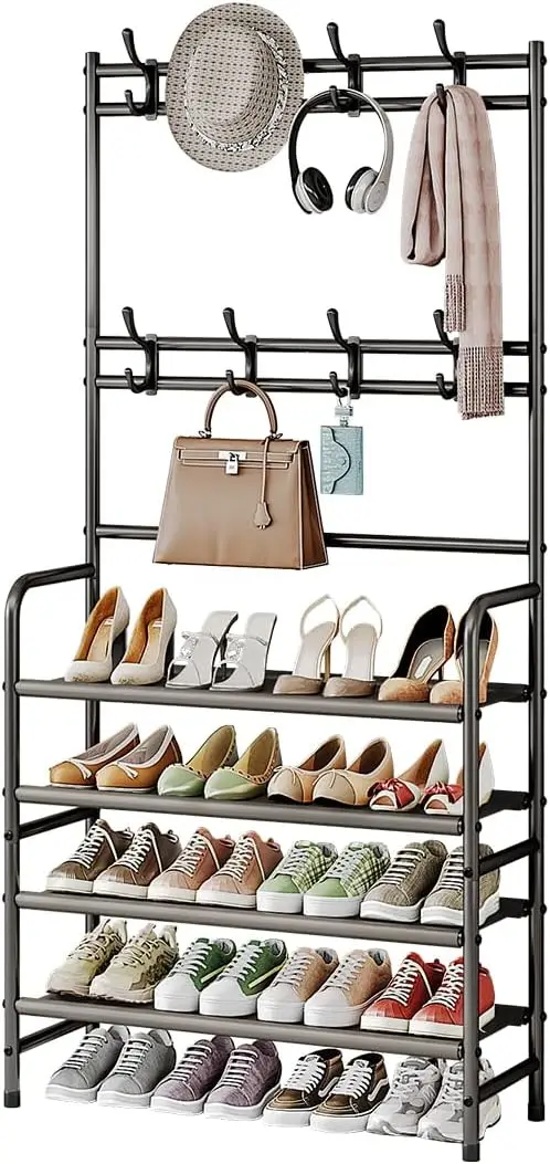4 Tier Coat and Shoe Rack Entryway Coat Rack with 8 Hooks Shoes Organizer for Living Room Bedroom Office Brown
4 Tier Coat and Shoe Rack Entryway Coat Rack with 8 Hooks Shoes Organizer for Living Room Bedroom Office Brown