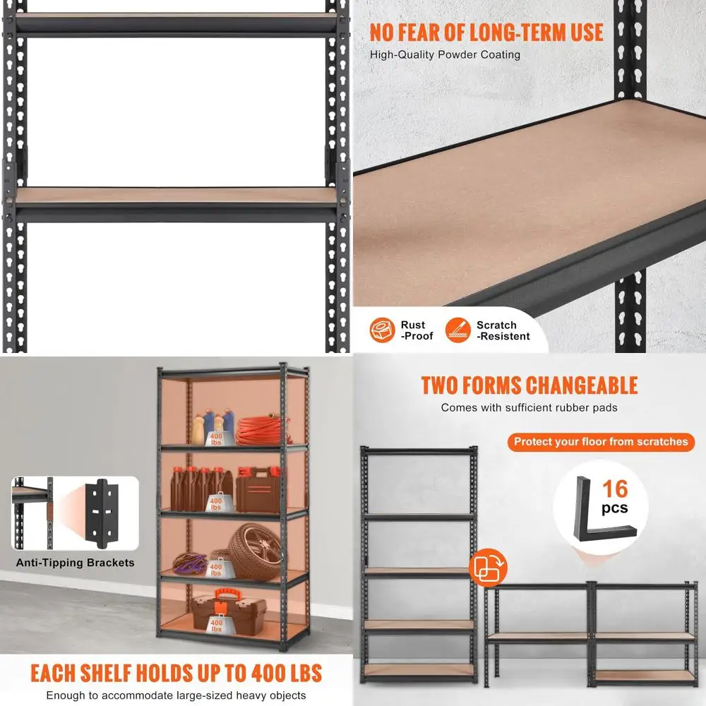 Adjustable 5-Tier Heavy-Duty Metal Shelving, 2000 lbs Capacity, 35x18x71, Black, for Kitchen, Pantry, Laundry, Basement
Adjustable 5-Tier Heavy-Duty Metal Shelving, 2000 lbs Capacity, 35x18x71, Black, for Kitchen, Pantry, Laundry, Basement