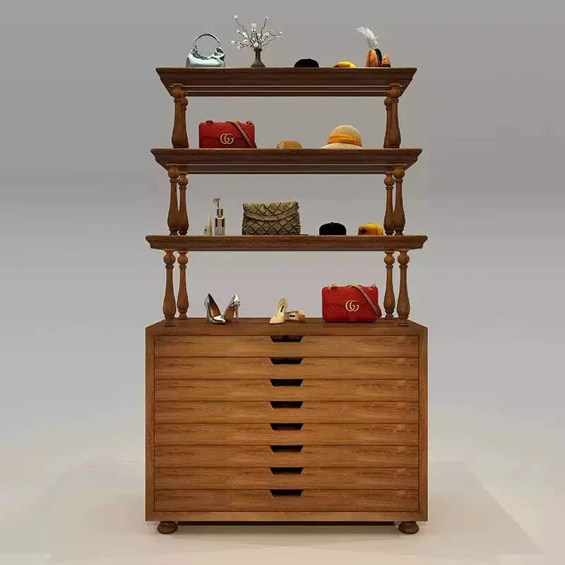 Solid wood jewelry display cabinet rack, Nakajima water platform bag, suitable for shopping mall clothing store counters
Solid wood jewelry display cabinet rack, Nakajima water platform bag, suitable for shopping mall clothing store counters