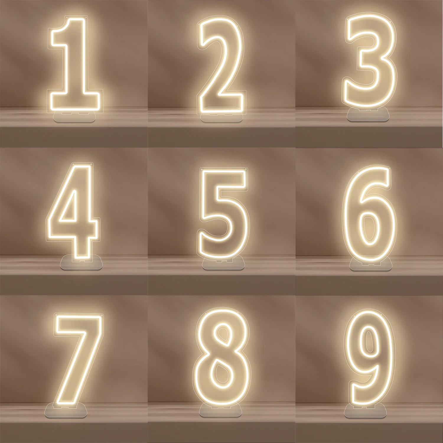 1 warm white 0-9 digital illuminated LED neon sign, suitable for birthday parties, anniversaries, family bars, clubs, weddings,
1 warm white 0-9 digital illuminated LED neon sign, suitable for birthday parties, anniversaries, family bars, clubs, weddings,