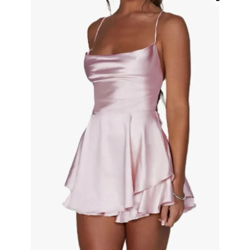 Women Sexy Cami Mini Dress Solid Deep V Neck Sleeveless Short Vestidos Summer Cross Tie-Up Backless Robe Elegant Evening Dresses
Women Sexy Cami Mini Dress Solid Deep V Neck Sleeveless Short Vestidos Summer Cross Tie-Up Backless Robe Elegant Evening Dresses