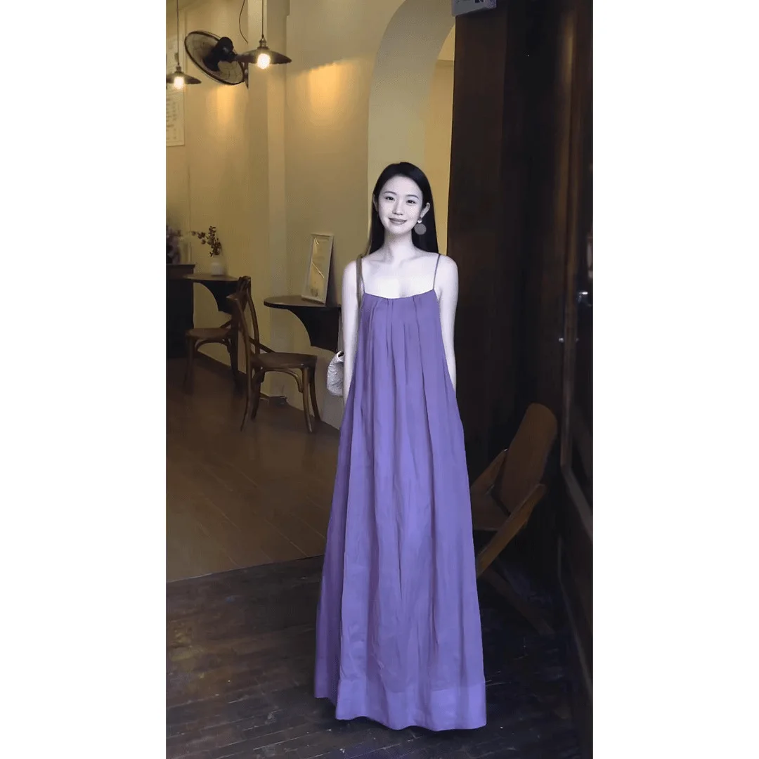 2026 New Summer Women's Purple Sleeveless Dress Beach Vacation Style Loose Slim Fit Flared Midi Dress Elegant Fashion Soft
2026 New Summer Women's Purple Sleeveless Dress Beach Vacation Style Loose Slim Fit Flared Midi Dress Elegant Fashion Soft