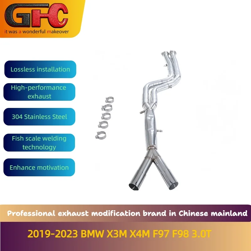 Applicable to the 2019-2023 BMW X3M X4M F97 F98 3.0T Mid Section SUS304 Straight-through Catback Sports Exhaust System
Applicable to the 2019-2023 BMW X3M X4M F97 F98 3.0T Mid Section SUS304 Straight-through Catback Sports Exhaust System