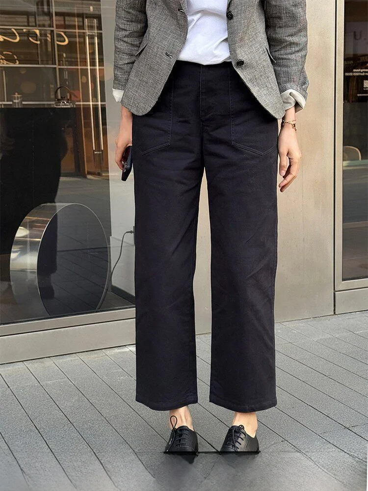 Slim Straight Leg Pants Women's New 2026 Nine-Footers Compact Version Wide Leg Pants Slimming Dark Blue Casual Trousers
Slim Straight Leg Pants Women's New 2026 Nine-Footers Compact Version Wide Leg Pants Slimming Dark Blue Casual Trousers