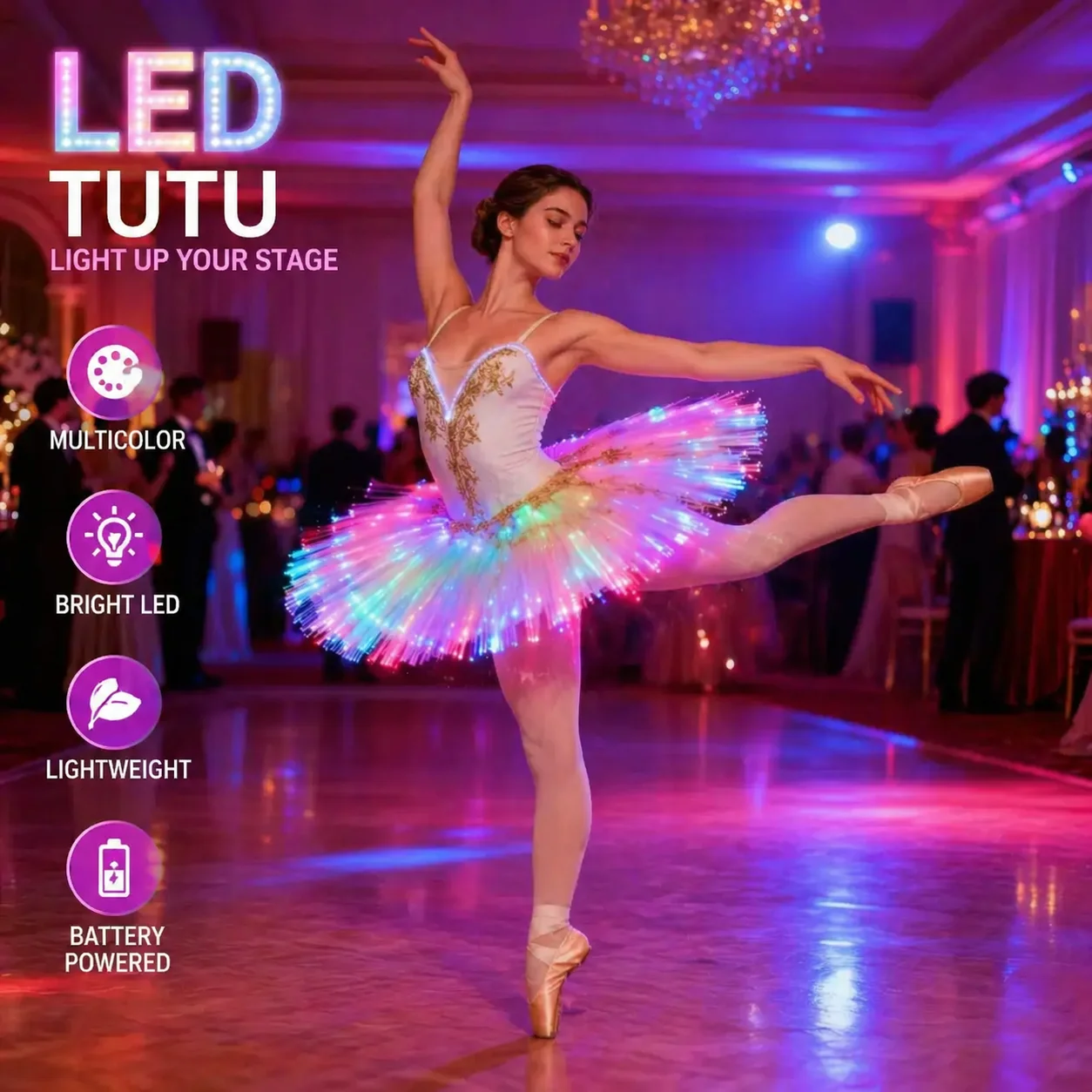 Women's LED Light-Up Fluffy Tulle Ballet Tutu Skirt Glowing Party Glitter Gift Ideal for Performance And Festive Occasions
Women's LED Light-Up Fluffy Tulle Ballet Tutu Skirt Glowing Party Glitter Gift Ideal for Performance And Festive Occasions