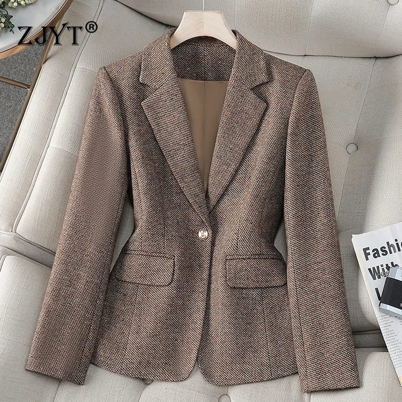 ZJYT Autumn Winter Women's Woolen Blazer Long Sleeve One Button Casual Jackets Coats Office Ladies Plus Size Vintage Outerwears
ZJYT Autumn Winter Women's Woolen Blazer Long Sleeve One Button Casual Jackets Coats Office Ladies Plus Size Vintage Outerwears