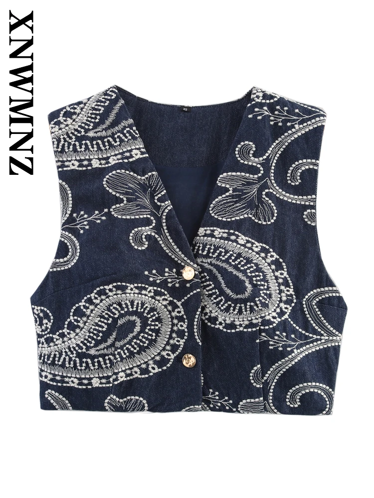 XNWMNZ 2025 Summer New Woman Chic boho Two Buttons Sleeveless embroidery Top Holiday Lady V-Collar Gilet Fashion Short Vest
XNWMNZ 2025 Summer New Woman Chic boho Two Buttons Sleeveless embroidery Top Holiday Lady V-Collar Gilet Fashion Short Vest