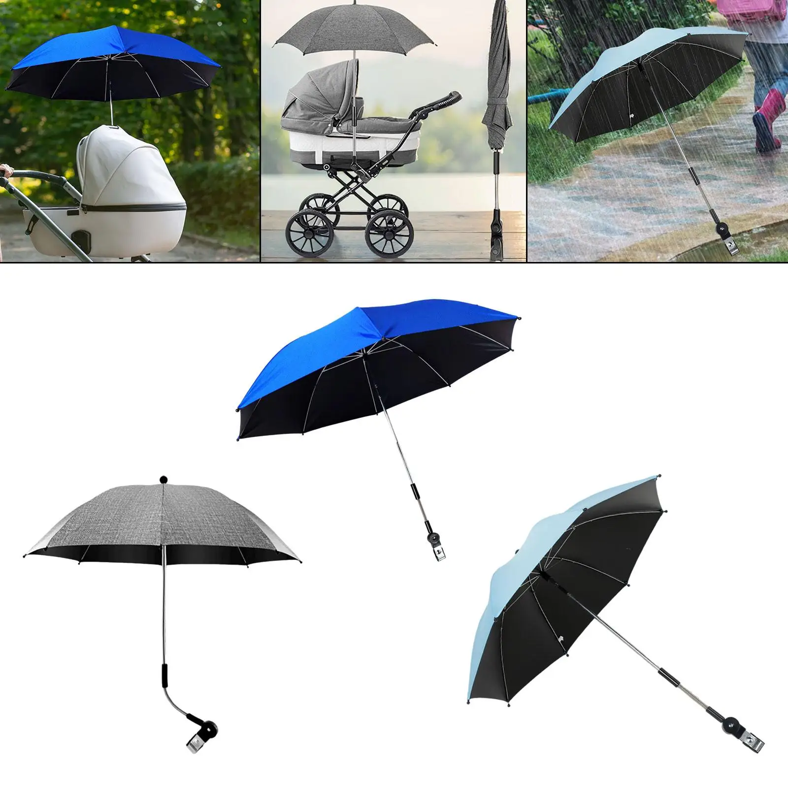 Stroller Parasol Strollers Canopy Awning Cover Universal Sun Shade Baby Pram Umbrella for Bike Wheelchair Trolley Beach Chair
Stroller Parasol Strollers Canopy Awning Cover Universal Sun Shade Baby Pram Umbrella for Bike Wheelchair Trolley Beach Chair